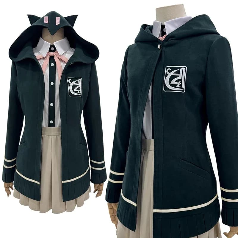 Danganronpa Gioco Trigger Happy Havoc Nanami ChiaKi Costume Cosplay Cappotto Camicia Gonna Fermaglio per capelli Uniforme scolastica Cos6;d'3, h'7.b;