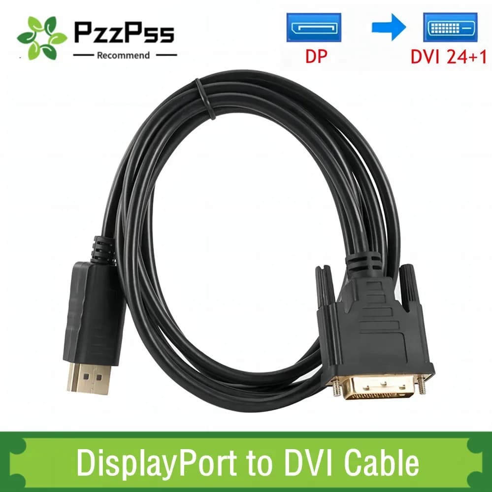 DisplayPort to DVI Cable 1080P DP to DVI-D Monitor Cable DisplayPort in to DVI out Converter Adapter for Nvidia HP Dell Asus