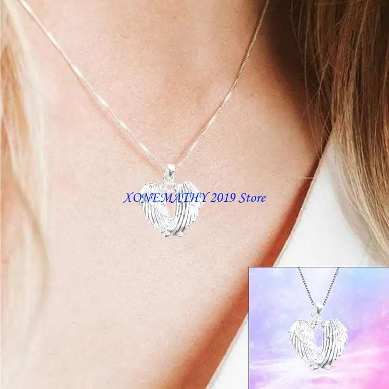 F42F Collana con ciondolo con d'angelo, squisita collana con collo d'angelo, realizzata a mano, ideale per donne alla