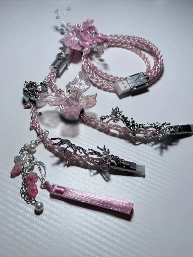 {pink Butterfly} 2-in-1 8k Aviator Cable/Hmhub Usb-c 1.3m Rgb Magnetic Mechanical Keyboard Cable Decorative Accessorie