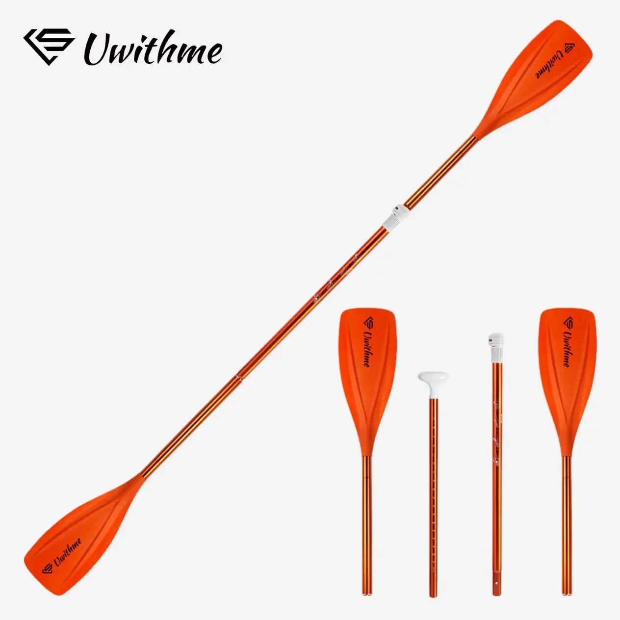 Adjustable Dual-Use 4 Section Detachable Aluminum SUP Paddle Double Head Lightweight Outdoor Surfing Rowing Kayak Oar Durable