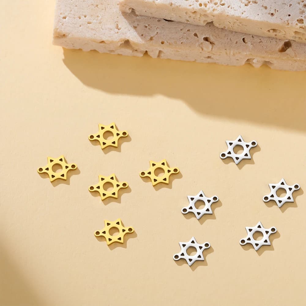 5pcs Star of David Connector Double Hole Stainless Steel DIY Jewelry Finding for Bracelet Necklace Making