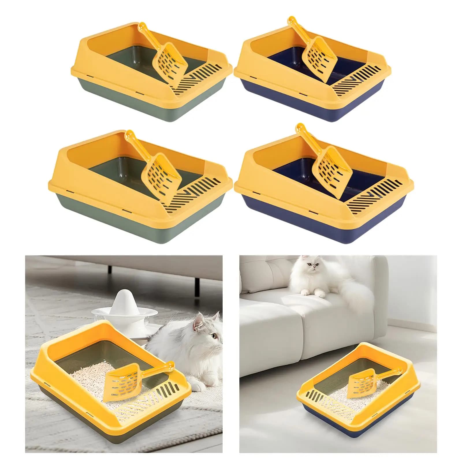 Vassoio per lettiera per gatti aperto, lettiera per gatti su un lato alto per gatti da interno, lettiera per gatti, lettiera per lettiera per gatti con lato alto