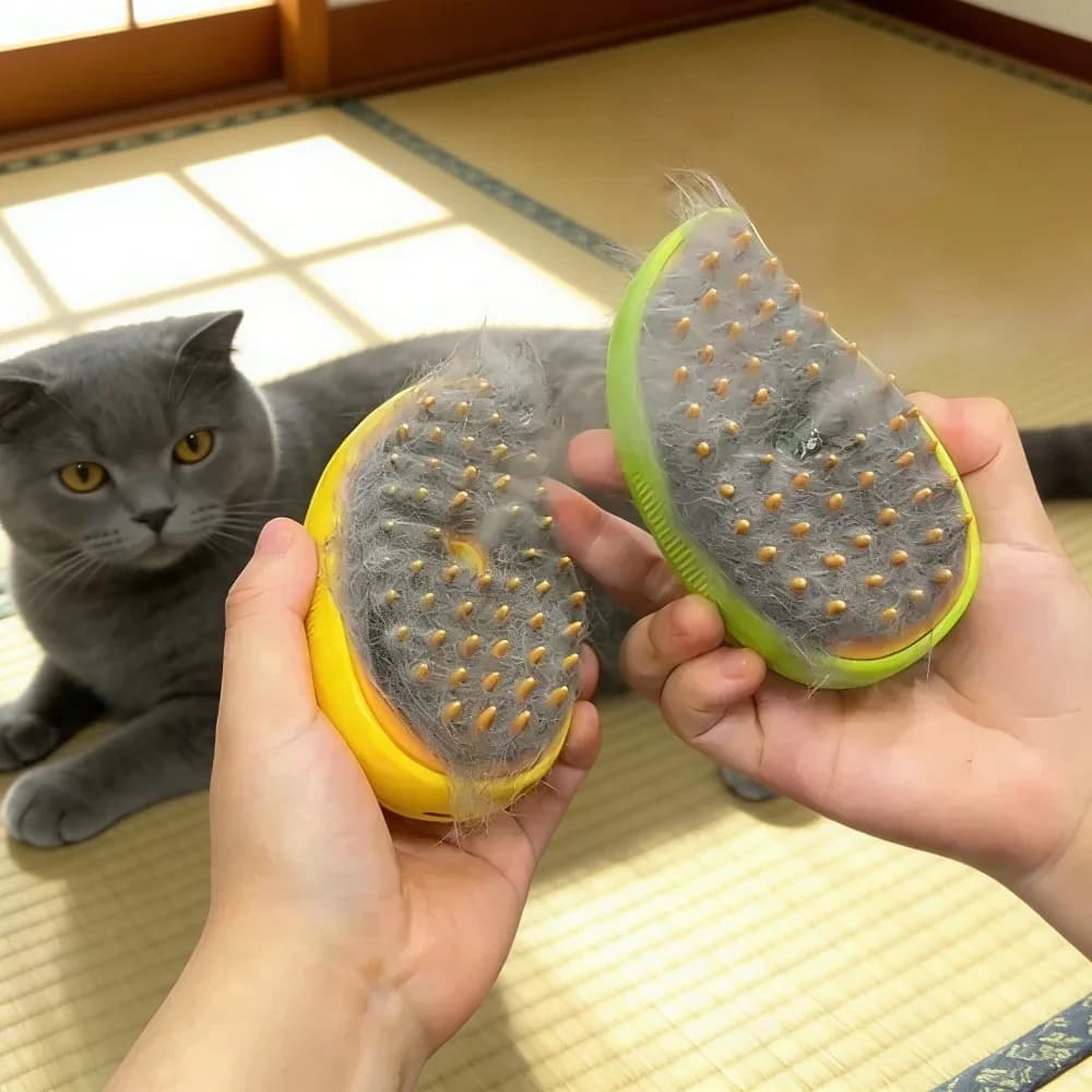 Spazzola Elettrica 3 in 1 per Animali Domestici con Spray, Pettine per Toelettatura di Cani e Gatti, Strumento per Rimozione Peli e Massaggio