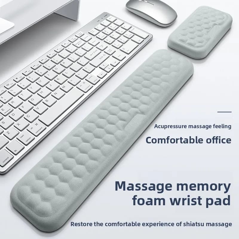 Set Tappetino per Tastiera in Memory Foam per Ufficio, Computer, Laptop, Scrittura Facile, Sollievo dal Dolore, Poggiapolsi per Tastiera, Tappetino per Mouse