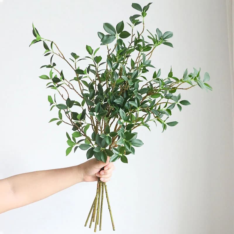 1PCS Long Branch Artificial Flowers Plants Ficus Tree Branch Fake Green Plants Room Home Wedding Decoration Photo Props