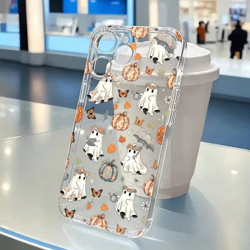 Phone Case For iPhone 18 17 16 15 14 Pro Max Halloween Pumpkin Design Transparent Protect Cover For A Girlfriend Or For Yourself