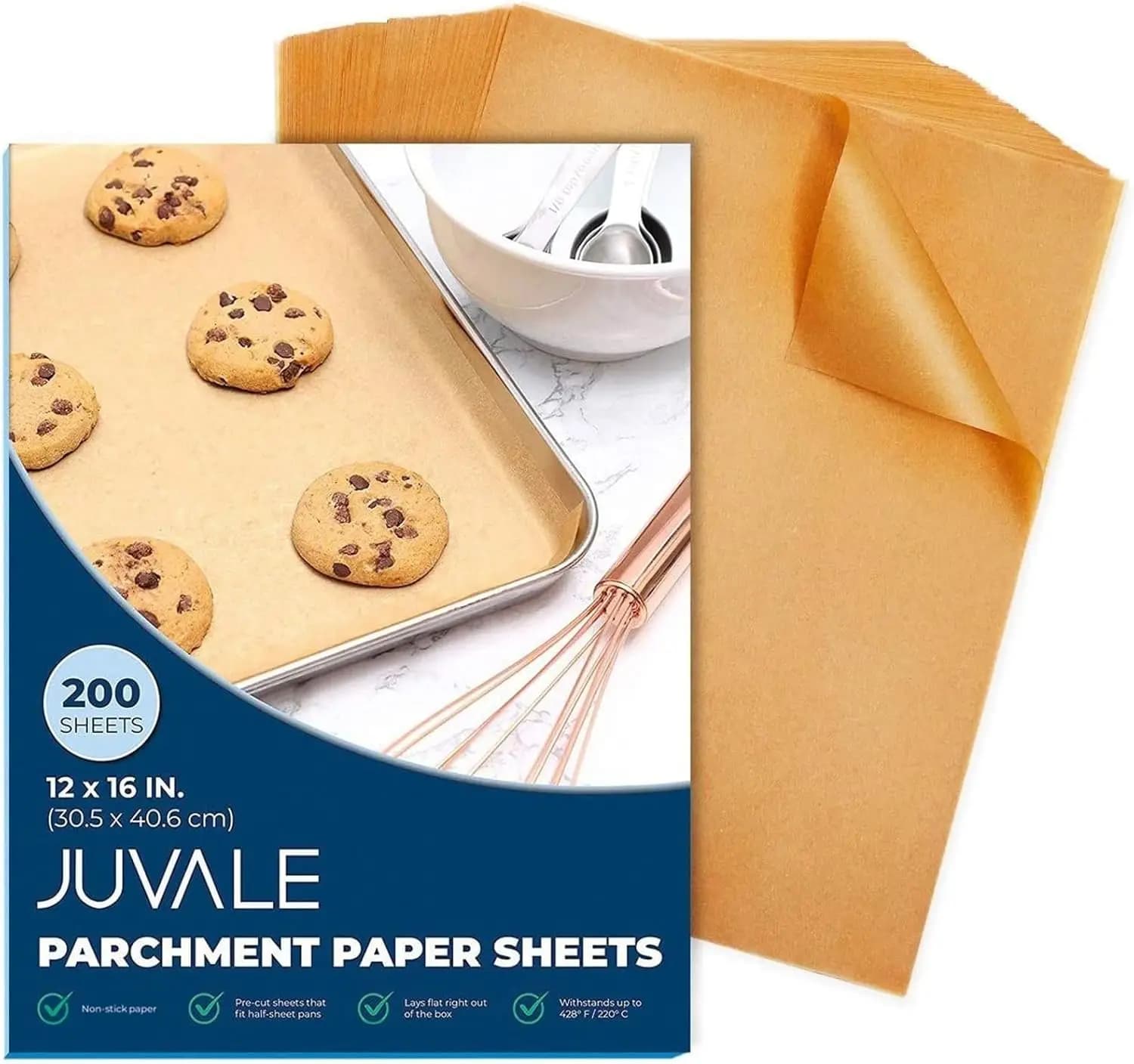 Non-white Brown Oven Paper Sheets, Pack of 200, 30x40 cm - Anti-stick coatings for Air and Grid Fryer