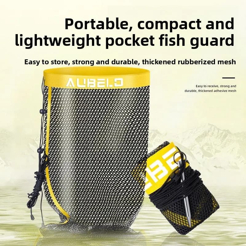Foldable Fishing Net Drawstring Opening Design Fishing Basket Portable Live Fish Mesh Pocket Cage FishingGear for Stream Fishing