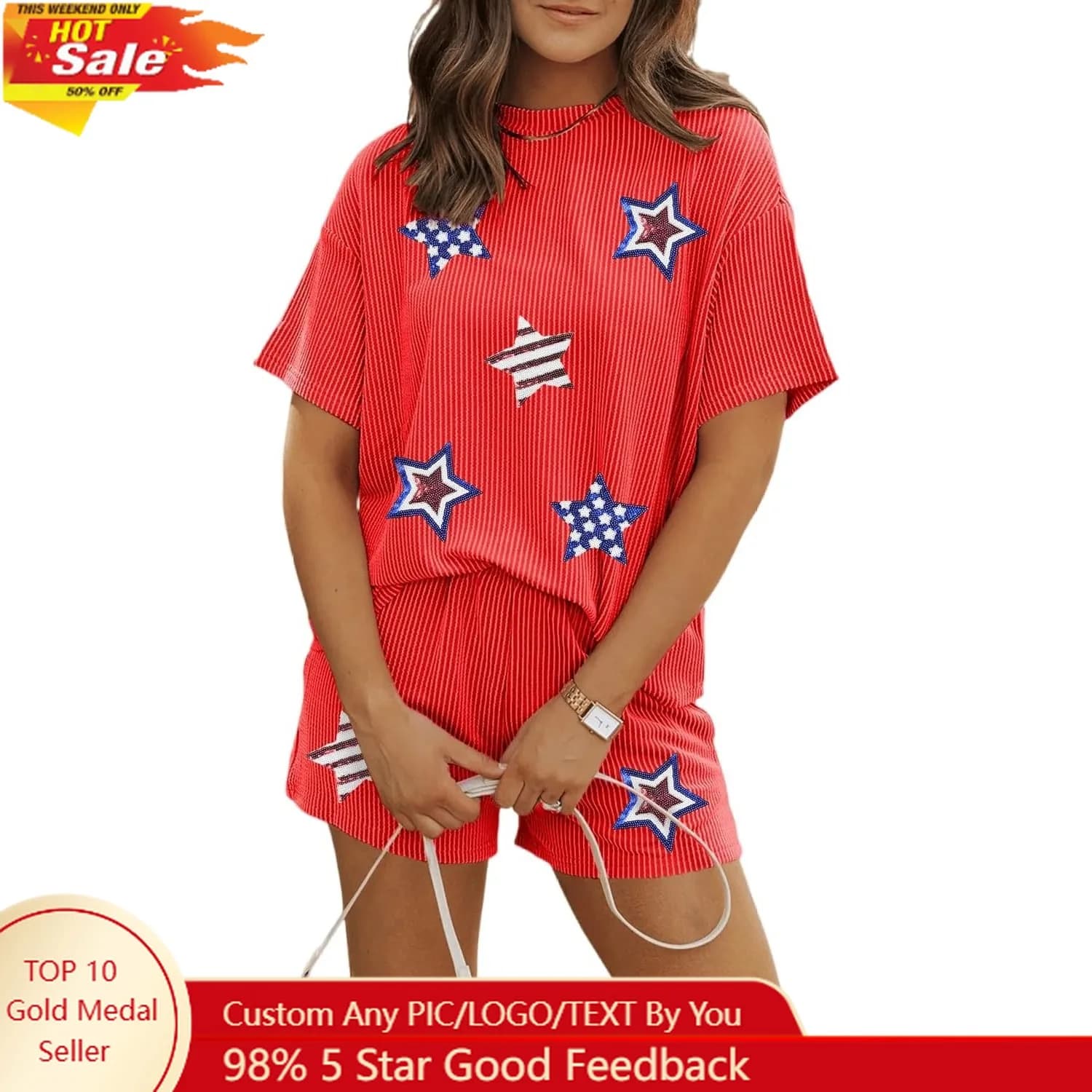 Women's pyjamas set Night pyjamas in 2 pieces Top and soft and comfortable shorts in short sleeves Set of living room
