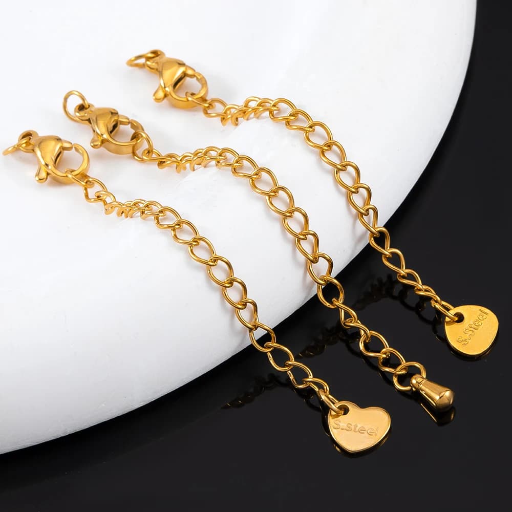 5 Pezzi Ciondoli a Cuore in Acciaio Inossidabile con Catenina Estensibile e Chiusura a Moschettone per Creazione Gioielli Fai da Te, Bracciali e Collane
