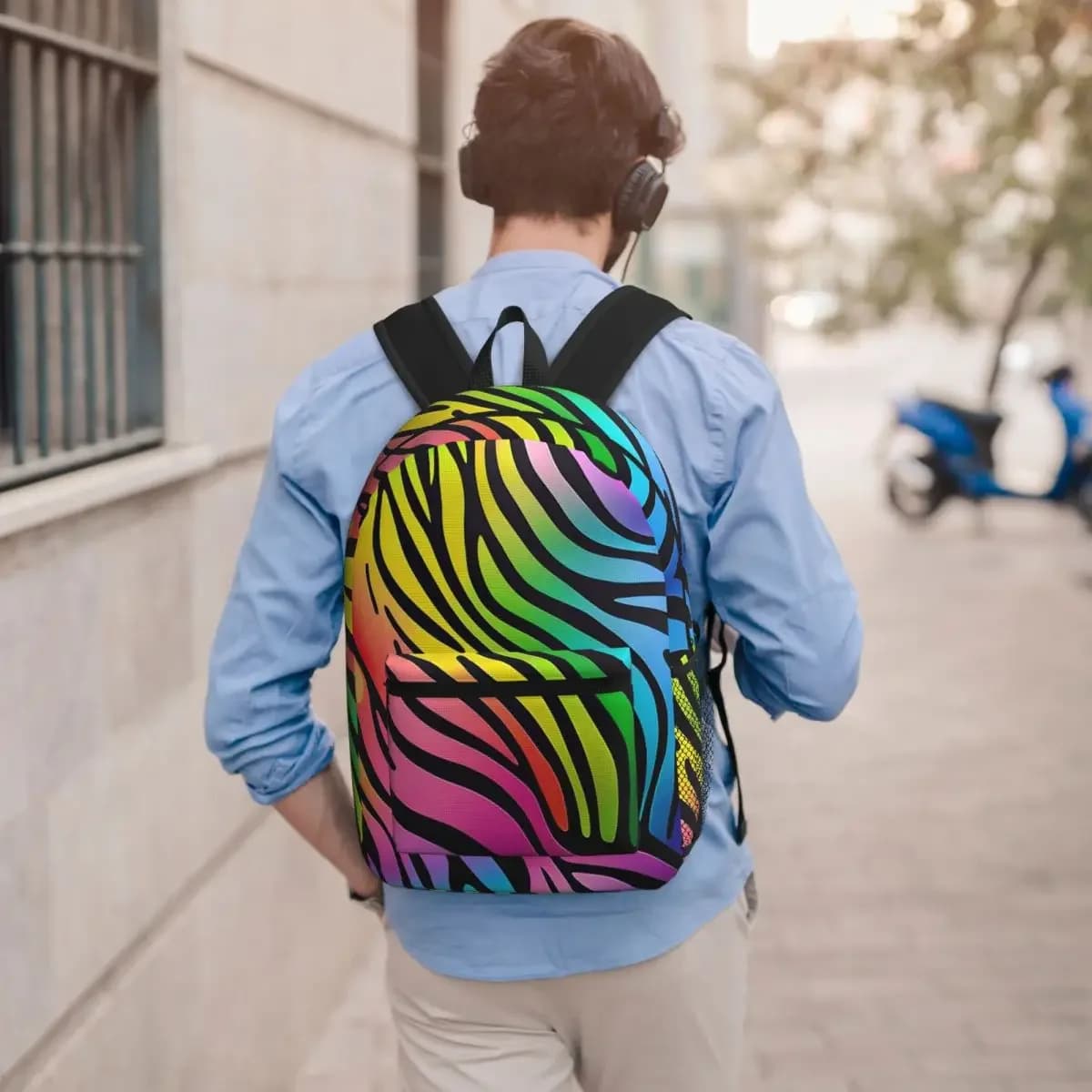 Rainbow Colorful Zebra Stripes Backpack Boys Girls BookBag Kids School Bag Laptop Shoulder Bags for Men Women