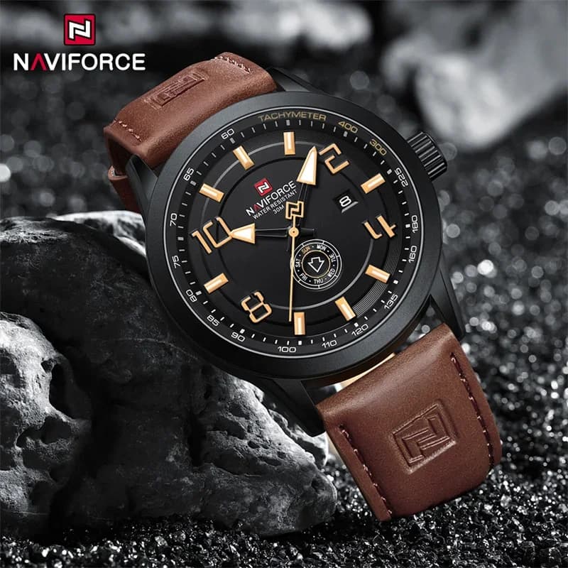 NAVIFORCE Orologi da uomo Moda Sport Cinturino in PU 30m Impermeabile Quarzo Calendario Display Orologio da polso Regalo maschile Relogio Masculino