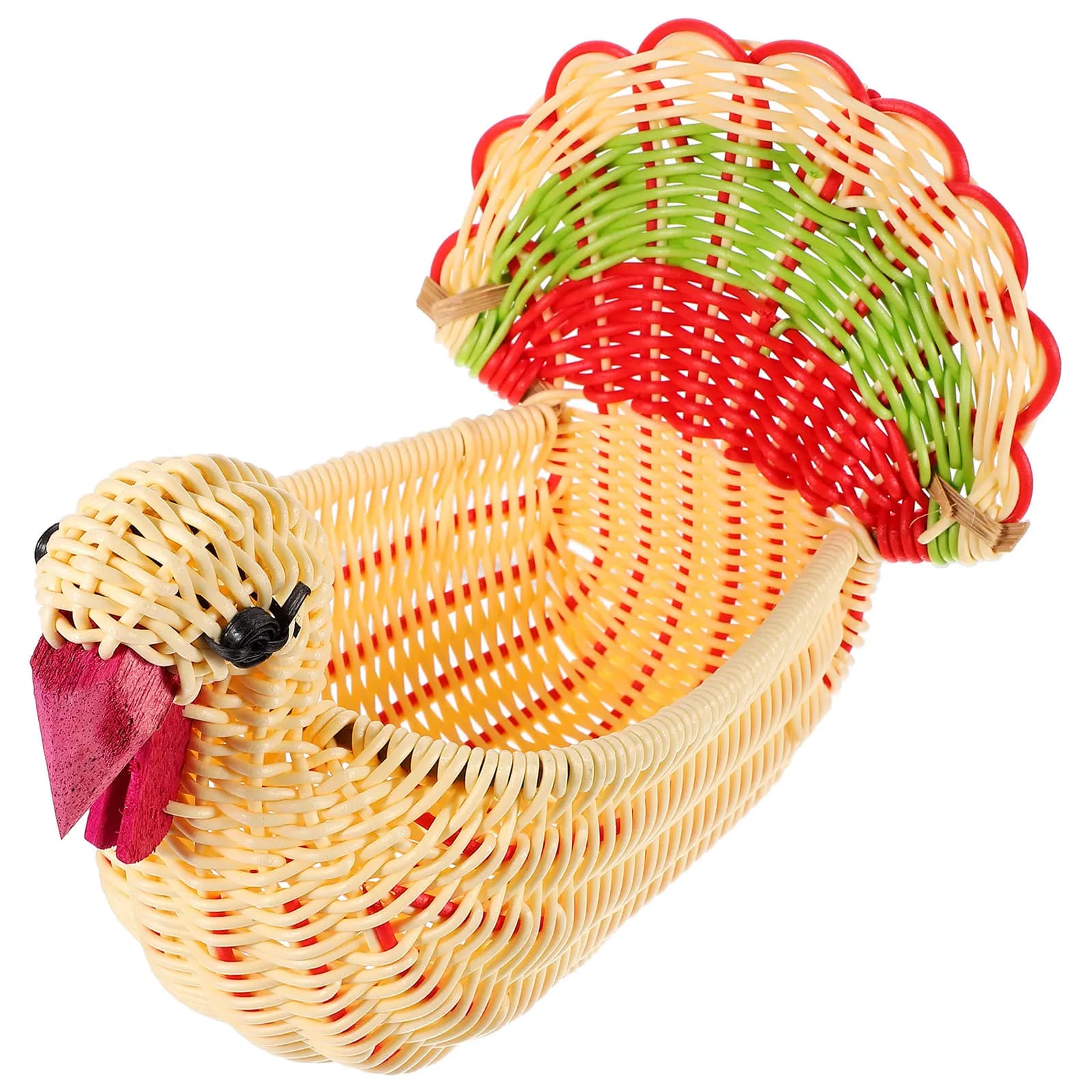 Cesto Portafrutta in Finto Rattan a Forma di Tacchino, Cesto Multifunzione per Snack, Pane, Frutta Secca, Caramelle, Uso Domestico