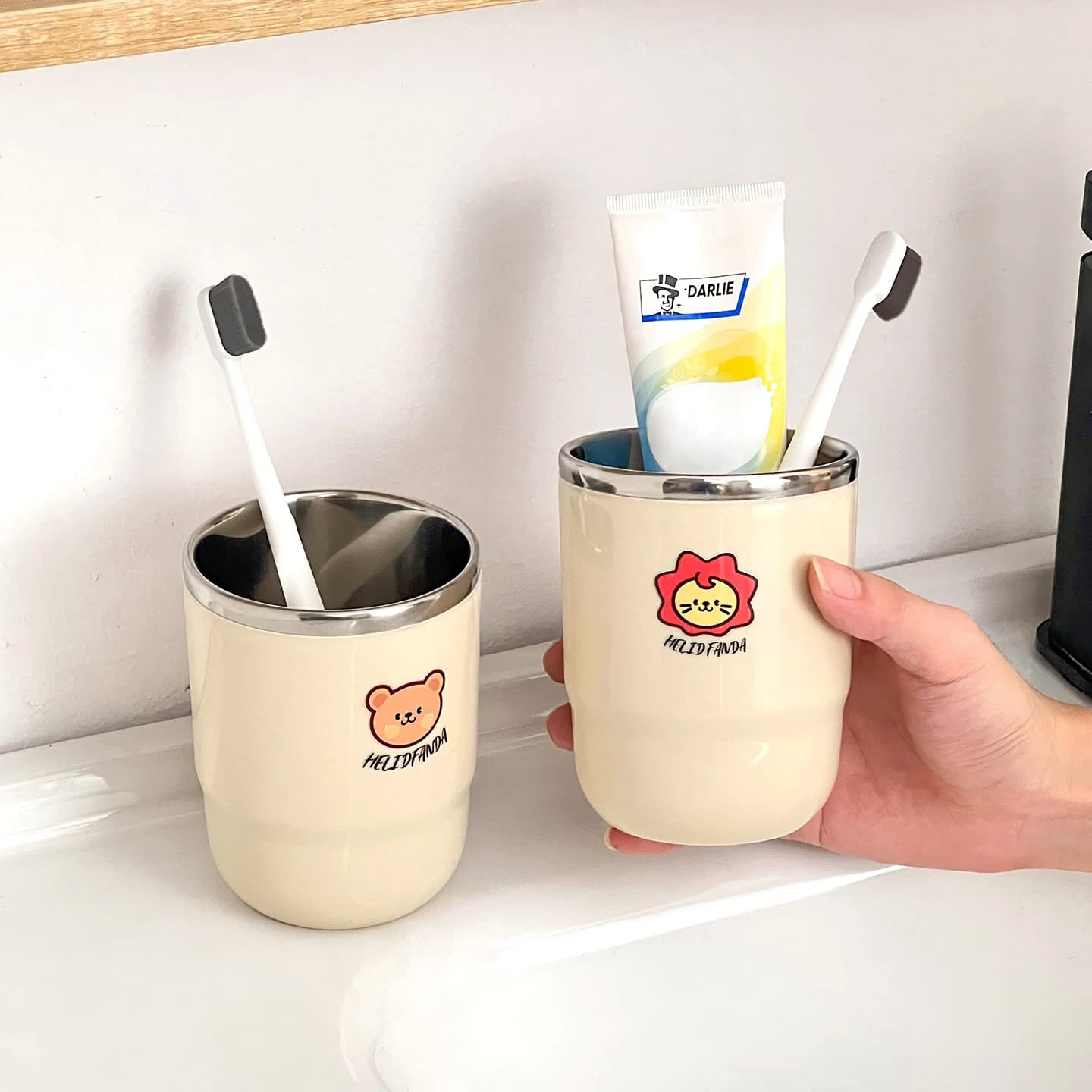 304 In Acciaio Inox Collutorio Tazza Da Viaggio Portatile Tazza di Acqua Bicchiere Riutilizzabile Dentifricio Portaspazzolino Accessori Per Il Bagno