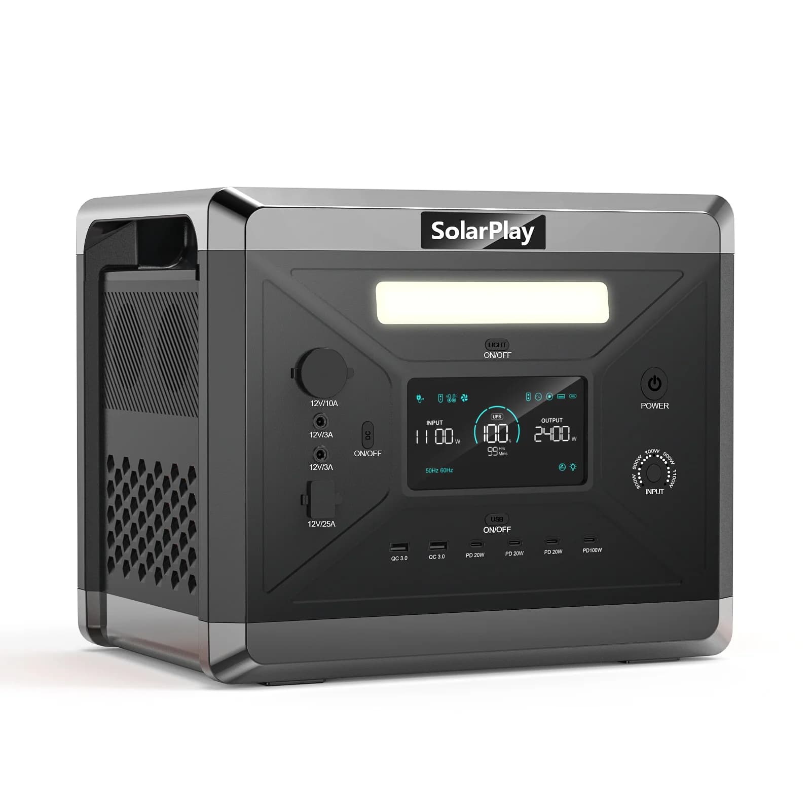 Generatore Solare Portatile 2400W con Batteria LiFePO4, Onda Sinusoidale Pura, Stazione di Alimentazione per Esterni, Avviatore d'Emergenza per Auto, Power Bank per Emergenze