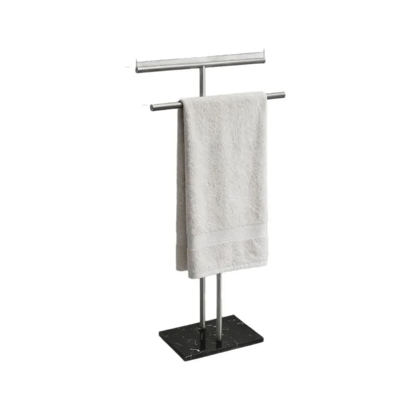 Portasciugamani verticale da bagno in acciaio inossidabile, portasciugamani mobile con base in marmo e asta a due vie