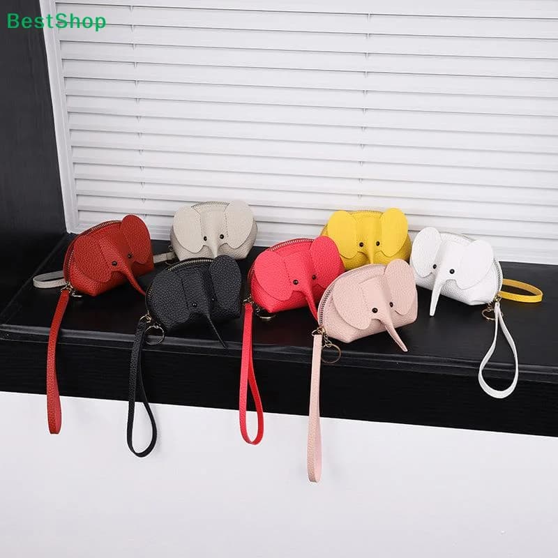 〔R〕Portamonete a forma di elefante, mini portafoglio da polso in pelle PU con cerniera per monete e piccoli oggetti