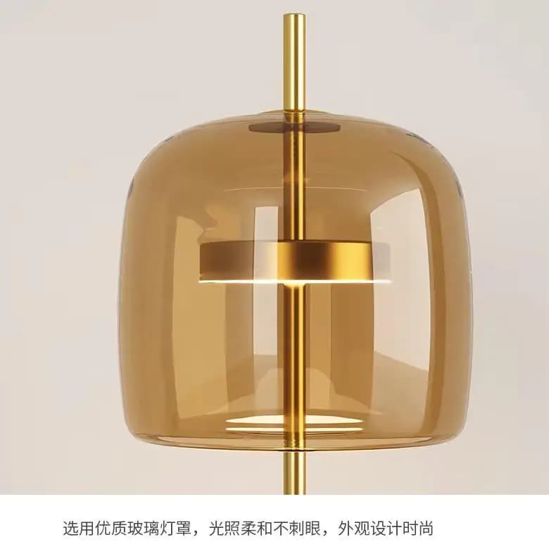 Lampada da Tavolo Moderna in Vetro Grigio Fumo, Piccola Luce da Scrivania per Camera da Letto e Soggiorno, Lampada da Comodino in Vetro Ambrato, Decorazione per Interni