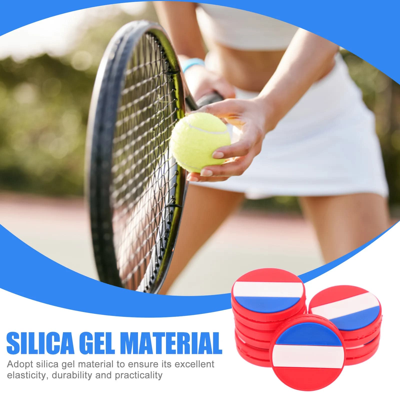 Set di 6 Ammortizzatori per Racchette da Tennis in Silicone, Design Bandiera Nazionale, Accessori Antivibrazioni per Racchette