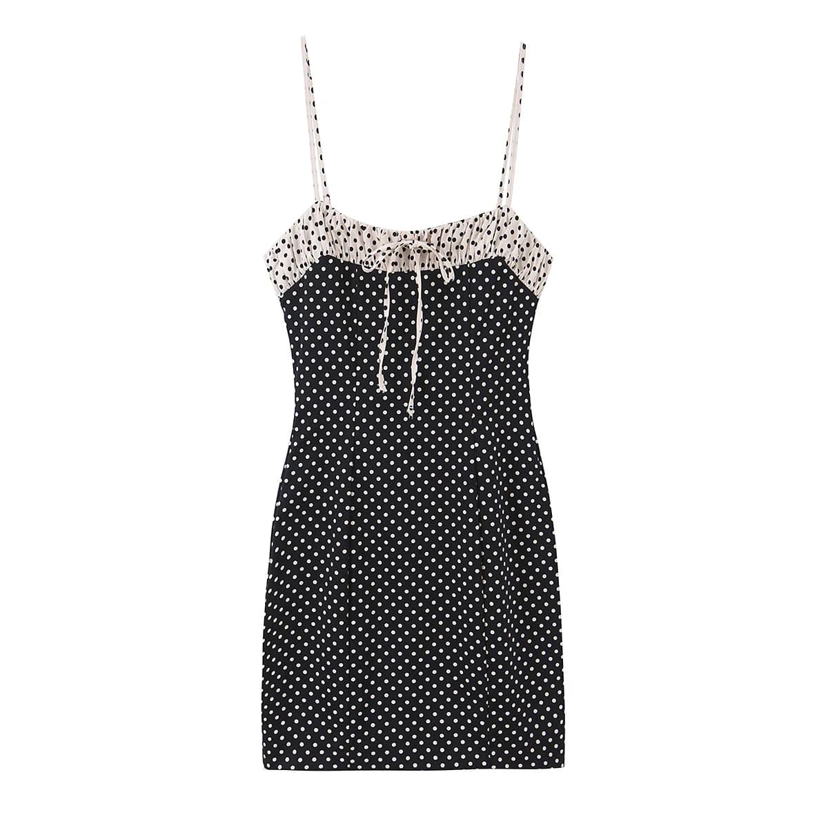 Abito Mini Estivo Donna 2026 Nuovo Chic alla Moda con Pois, Vestito Casual Senza Maniche Retro con Cerniera e Schiena Scoperta, Vestidos Mujer