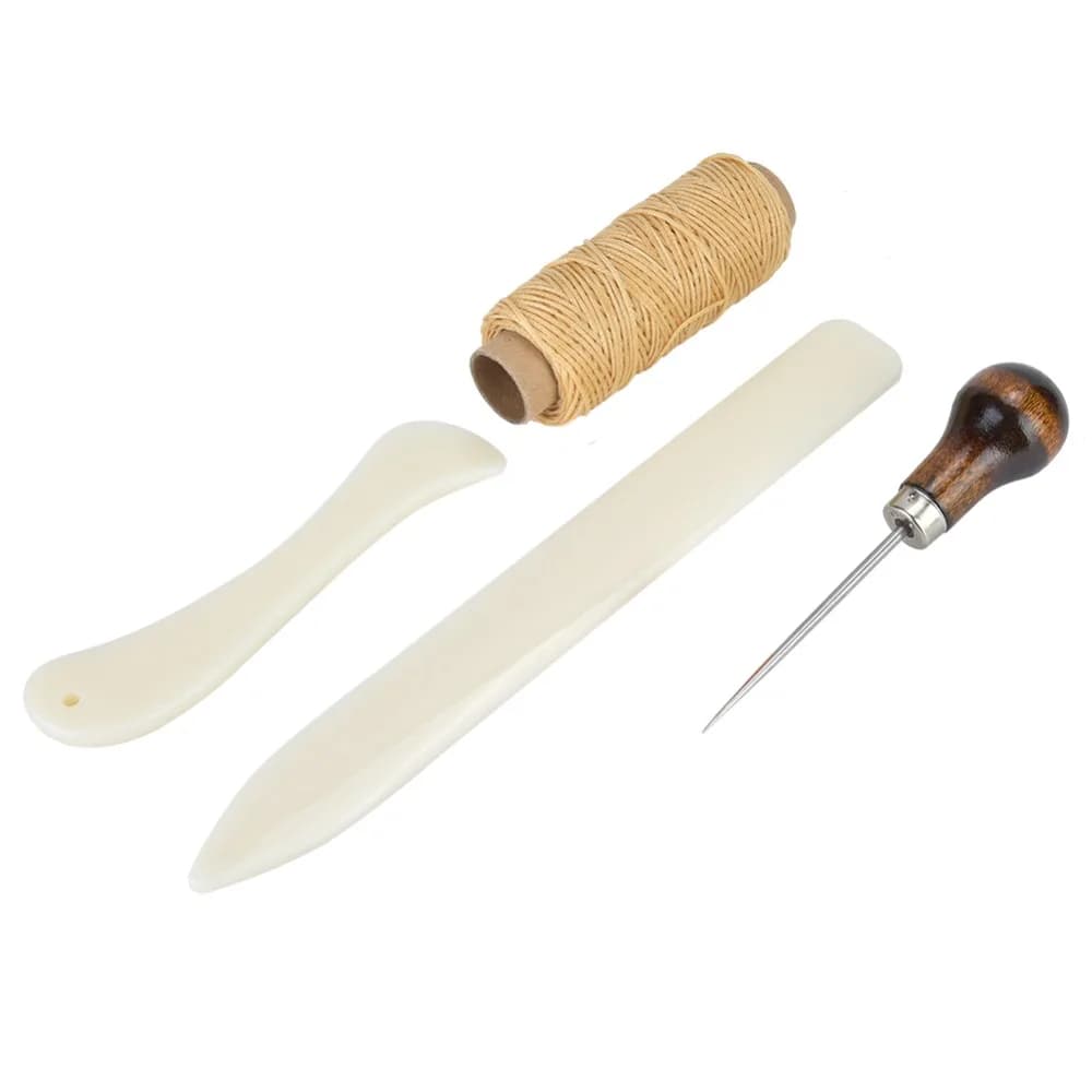 11pcs Bone Folder Leather Sewing Kit Paper Creaser Stitching Punch Leather Working Hand Tool Stitching Poking Needle Set