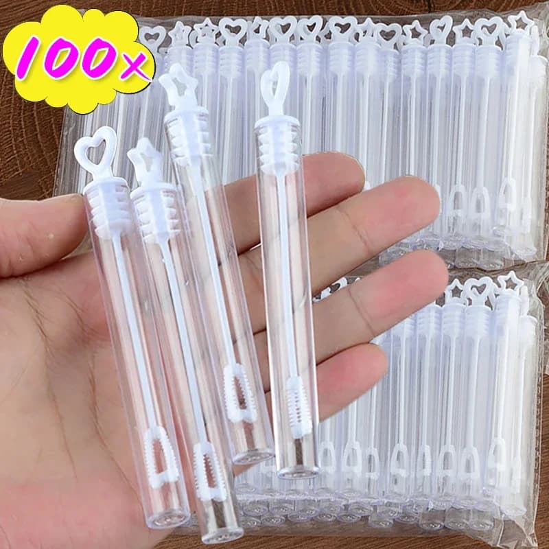 100/10 pezzi mini bottiglia di sapone a tubo di bolle trasparente cuore d'amore bolle vuote bacchetta baby shower compleanno festa di nozze decorazioni bomboniere