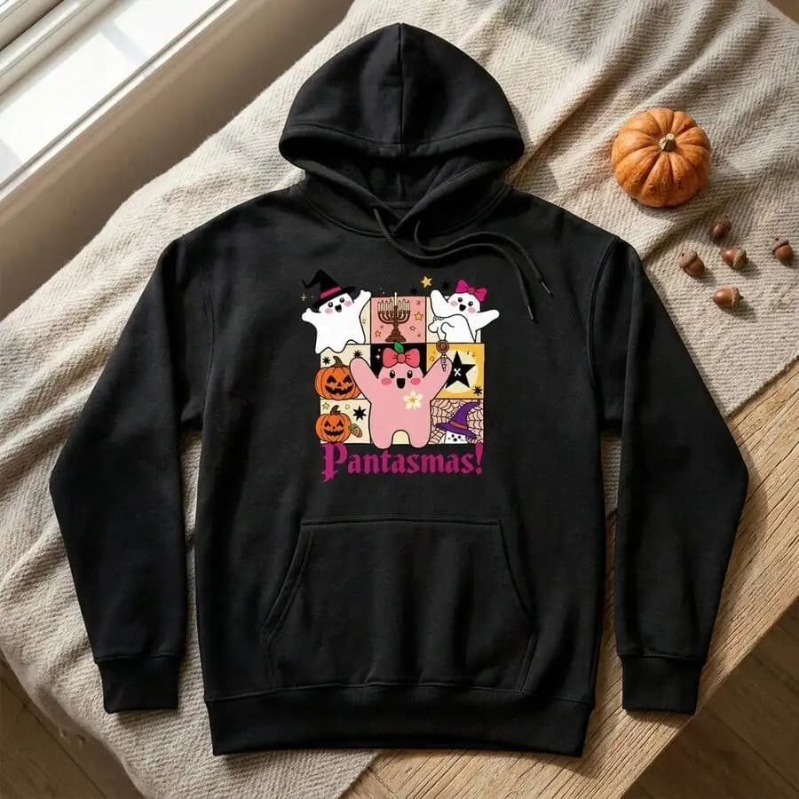 Women's Regular Fit Graphic Hoodie Halloween Cute Ghost Witch‑Hat Pink‑Bow Pink‑Cat Flower Pumpkin Print White Casual‑Festive Hooded‑Pullover Everyday‑Wear Outfit