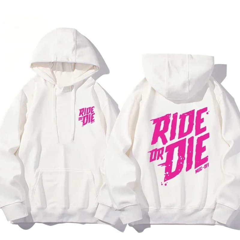 Felpa con Cappuccio da Uomo con Scritta 'Ride or Die', Stampa Casual per Adulti, Manica Lunga, Stile Hip-Hop Street, Felpa Calda per Autunno e Inverno