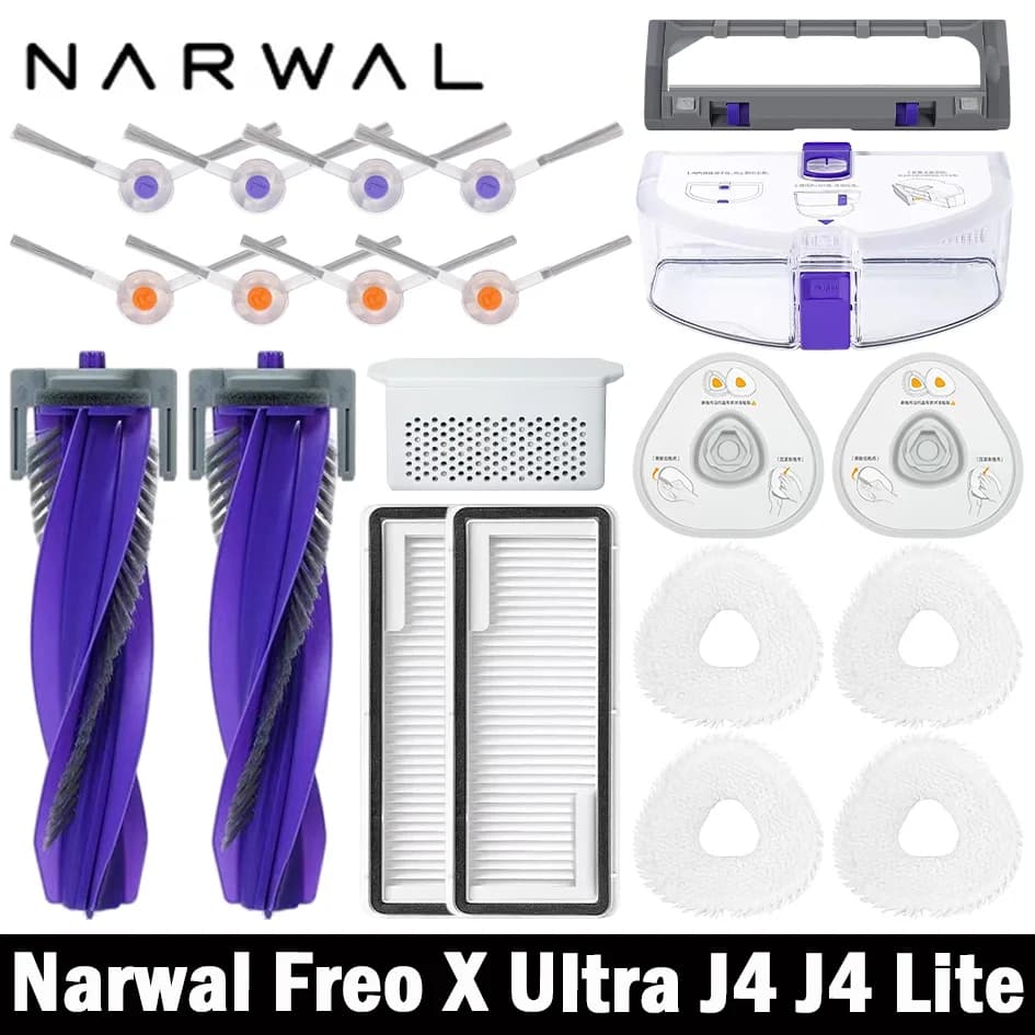 Narwal Freo X Ultra / J4 / J4 Lite Robot Vacuum Spare Parts Main Side Brushes Mop Cloths HEPA Filters Accessories