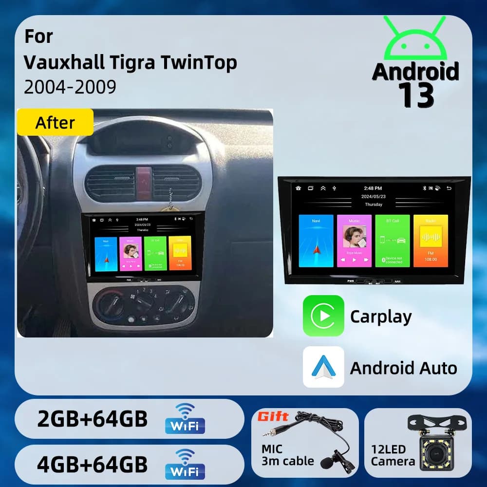 8" Screen Stereo For Vauxhall Tigra TwinTop 2004-2009 Carplay Autoradio 2 Din Android Radio GPS WIFI Auto Car Multimedia