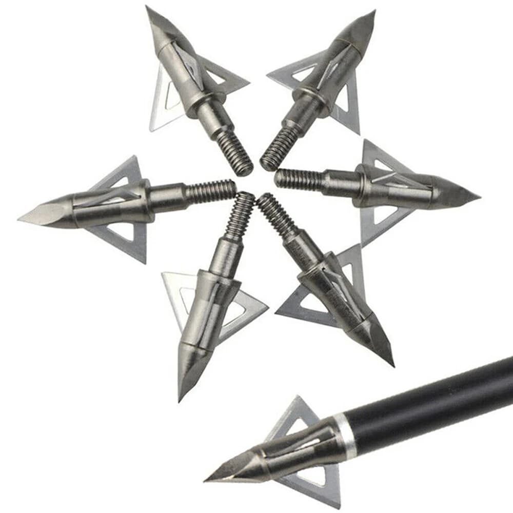 6/12pcs Tiro con l'arco Lama Punta di freccia Bersaglio Punte di freccia 100 Grani Punte da caccia in acciaio inossidabile Tiro con freccia Accessori