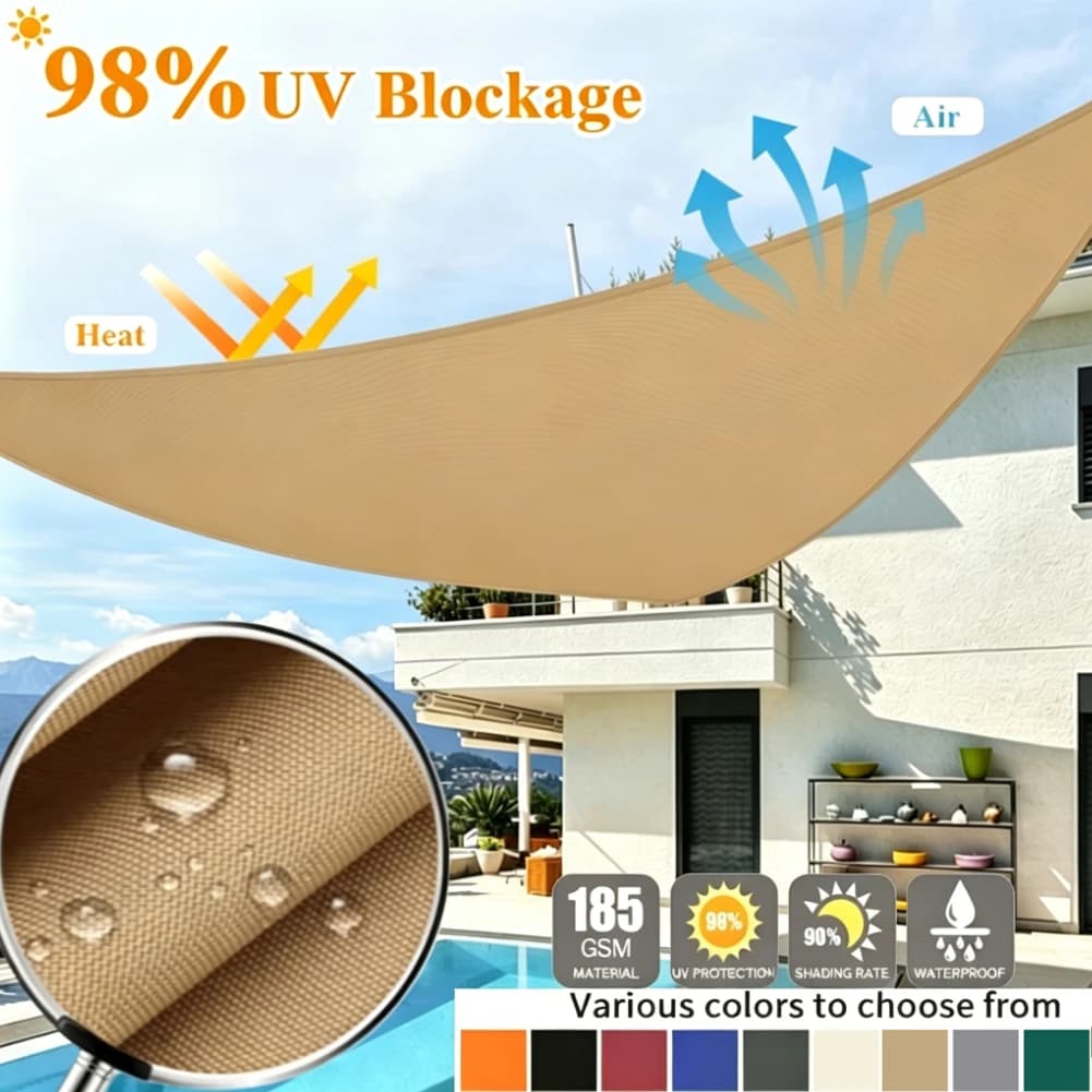 Tenda a Vela Triangolare Impermeabile Parasole Anti-UV per Giardino, Patio, Balcone, Cortile, Copertura Protettiva