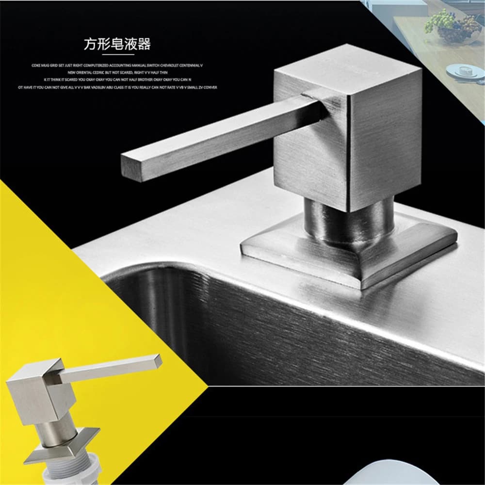 Dispenser di Sapone Liquido per Lavello da Cucina in Acciaio Inox, Erogatore a Pressione Manuale per Bagno