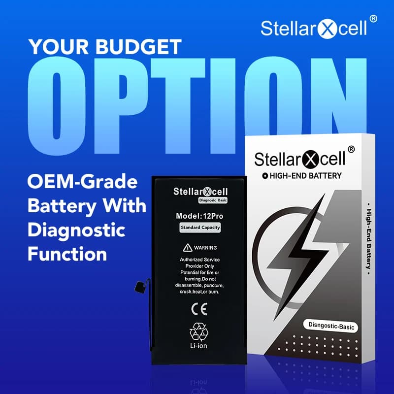 StellarXcell Diagnostic Basic Show Batteria originale per Apple iPhone 12 13 14 15 Mini Plus Pro Max mostra 100% sano Nessun errore