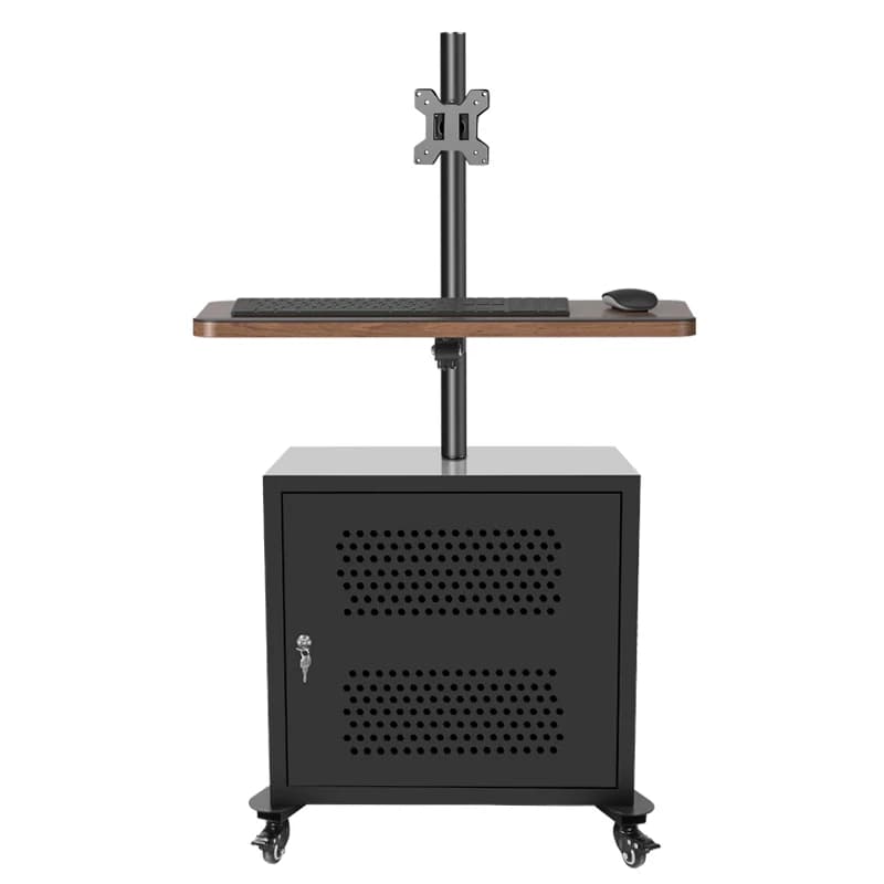 HILLPORT 20-40 inch Monitor Arm With Computer Case and Keyboard Holder, Monitor Floor Stand Supporting Wheel Rotation X35-XT03