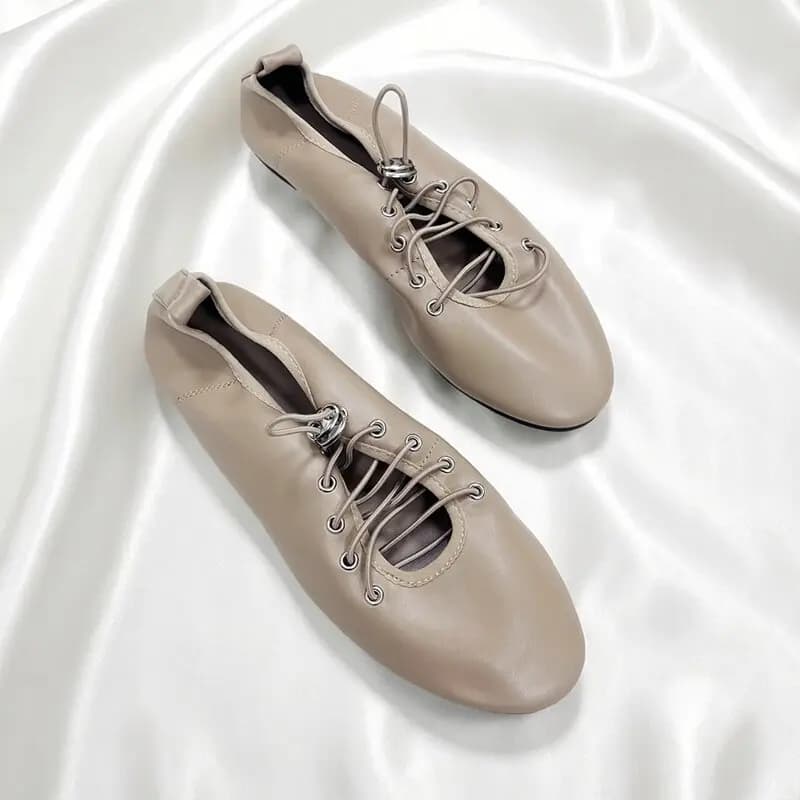 NUOVE Eleganti Scarpe da Donna Primaverili con Lacci, Ballerine Casual in Morbida Pelle per Esterni, Comode Mocassini da Passeggio di Marca