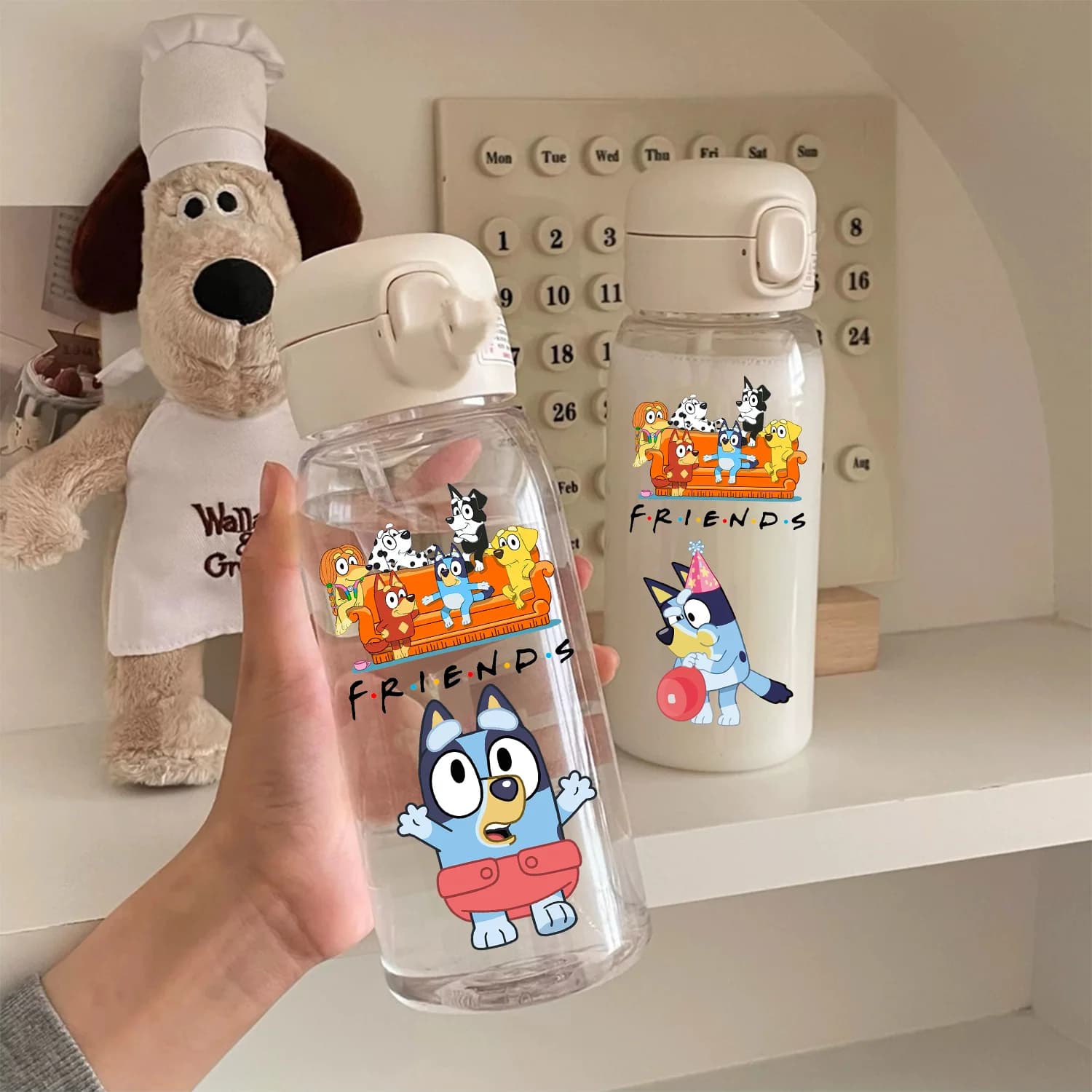 Borraccia Bluey da 600 ml per bambini, tazza con cannuccia in silicone, borraccia in plastica a prova di perdite, tazza estiva per bambini