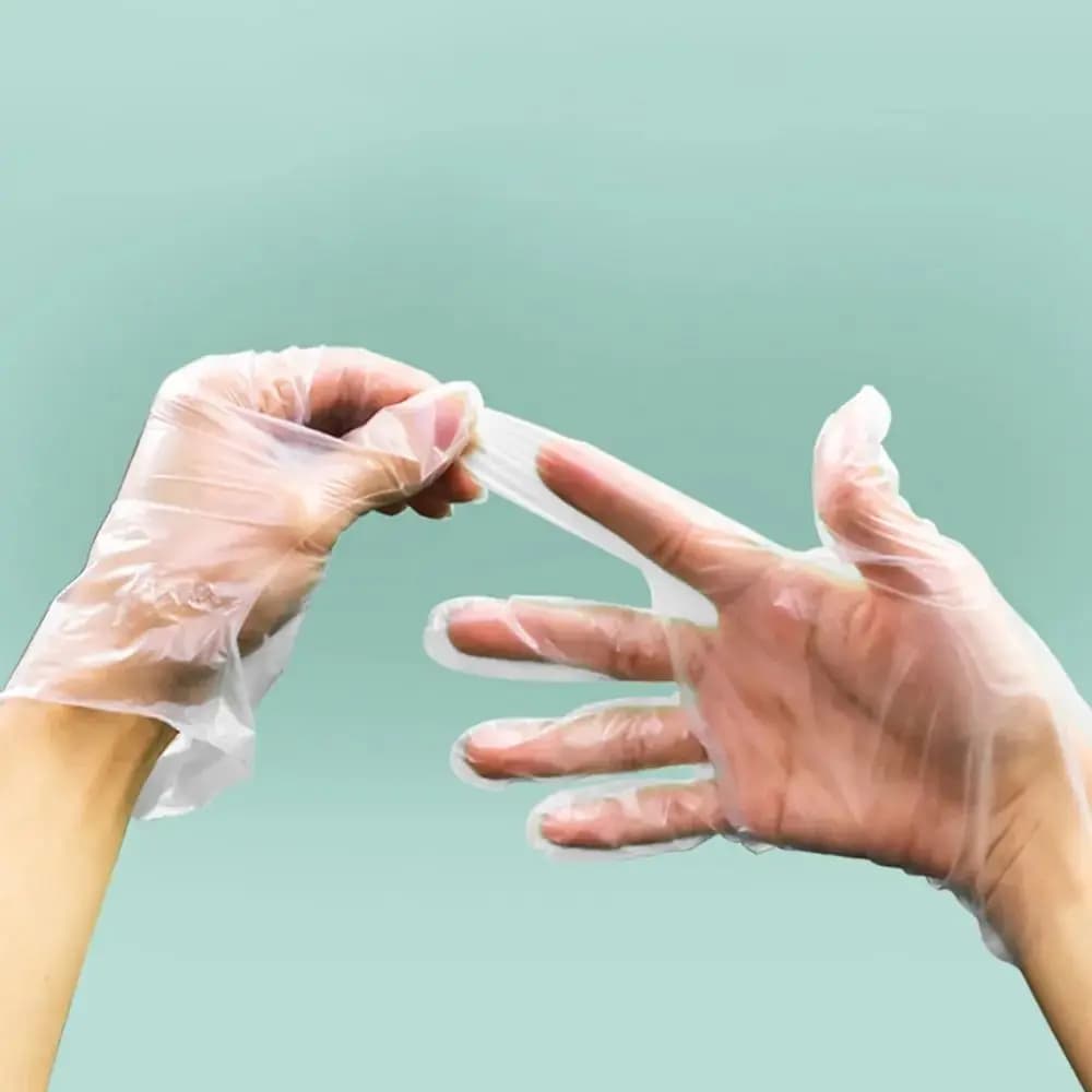100 pezzi nuovi guanti monouso per la sicurezza sul lavoro acido guanti per pulizia trasparenti per uso alimentare TPE guanti antiscivolo senza lattice