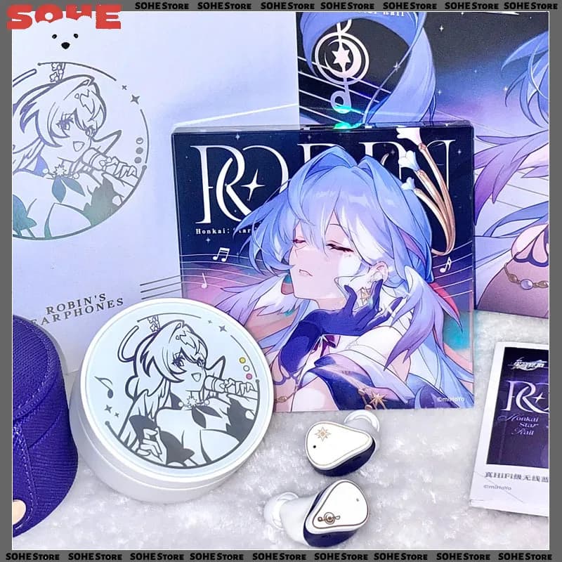 Honkai: Star Rail Robin Auricolari Wireless Bluetooth con Riduzione del Rumore TWS, Accessori Personalizzati per Giochi Anime, Microfono Integrato, Regalo