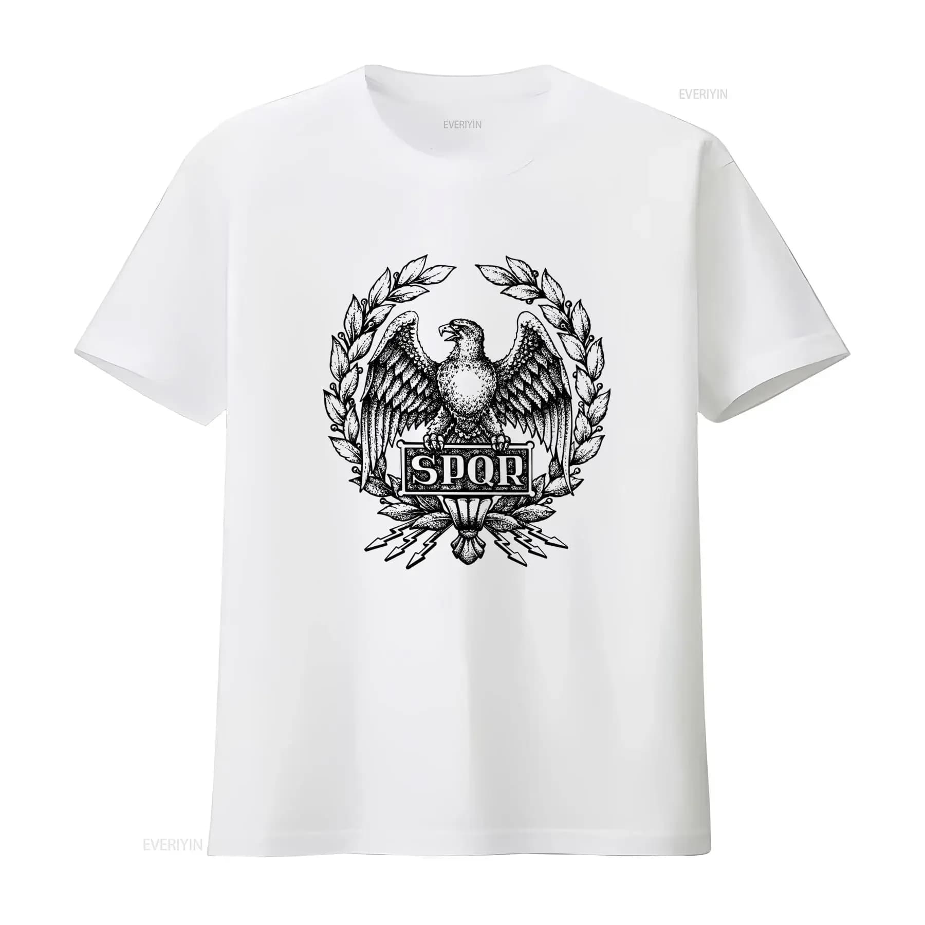 Maglietta da uomo SPQR Roman Emblem Gym Training Top, 100% cotone, design classico vintage, lavata, comoda, leggermente morbida, casual.