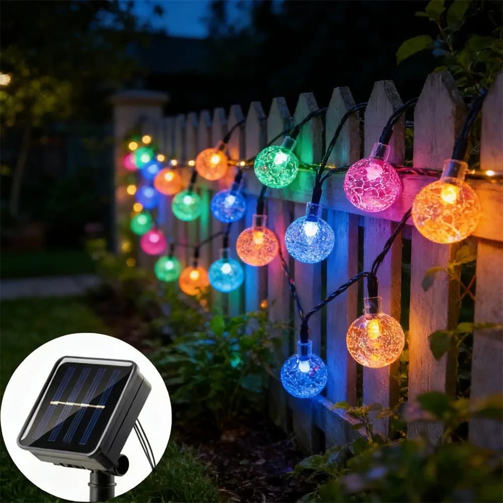 Luci a stringa solari a sfera di cristallo, 1 pz, impermeabili per esterni, decorazione natalizia, campeggio, matrimoni, ghirlande, feste in giardino