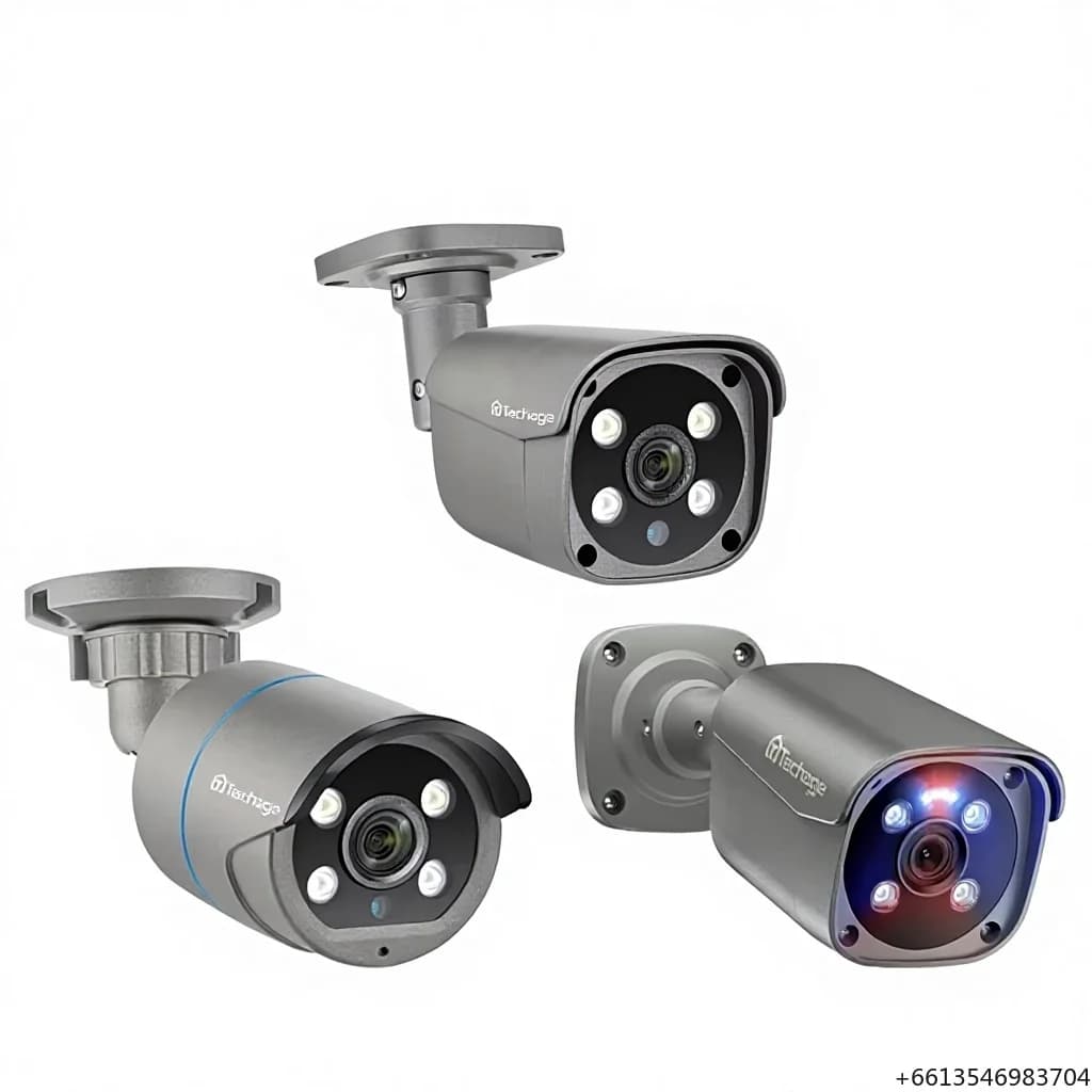 Telecamera di Sicurezza Techage 4MP/5MP/8MP 4K POE H.265 per Esterni con Audio Bidirezionale e Alloggiamento in Metallo