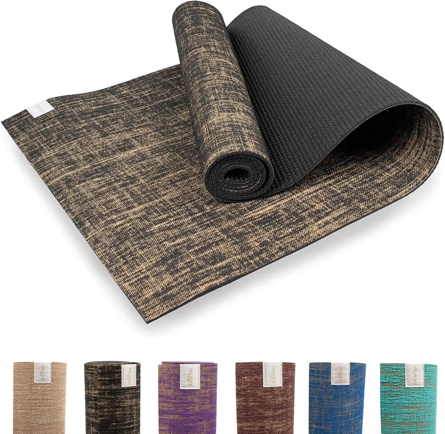 Tappetino Yoga Ecologico in Juta con Base in PVC, 183x61 cm, Spessore 5 mm per Alta Aderenza e Comfort