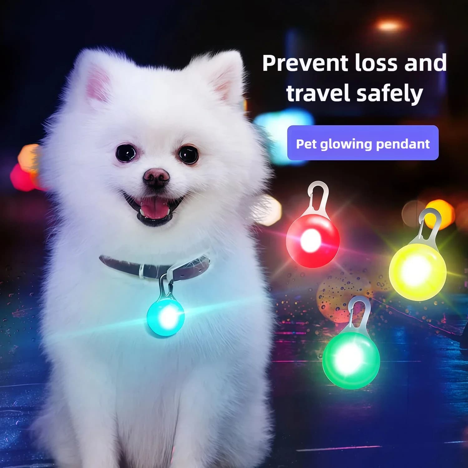 Collare LED Ciondolo Collare per cani e gatti Guinzagli per animali domestici Accessori luminosi Collana luminosa Collare luminoso Decorazione di sicurezza notturna Etichetta per cani