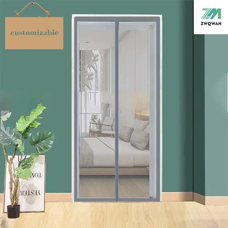 Zanzariera magnetica grigia, tende di dimensioni personalizzate, schermo per porta, chiusura automatica, rete invisibile, antizanzare