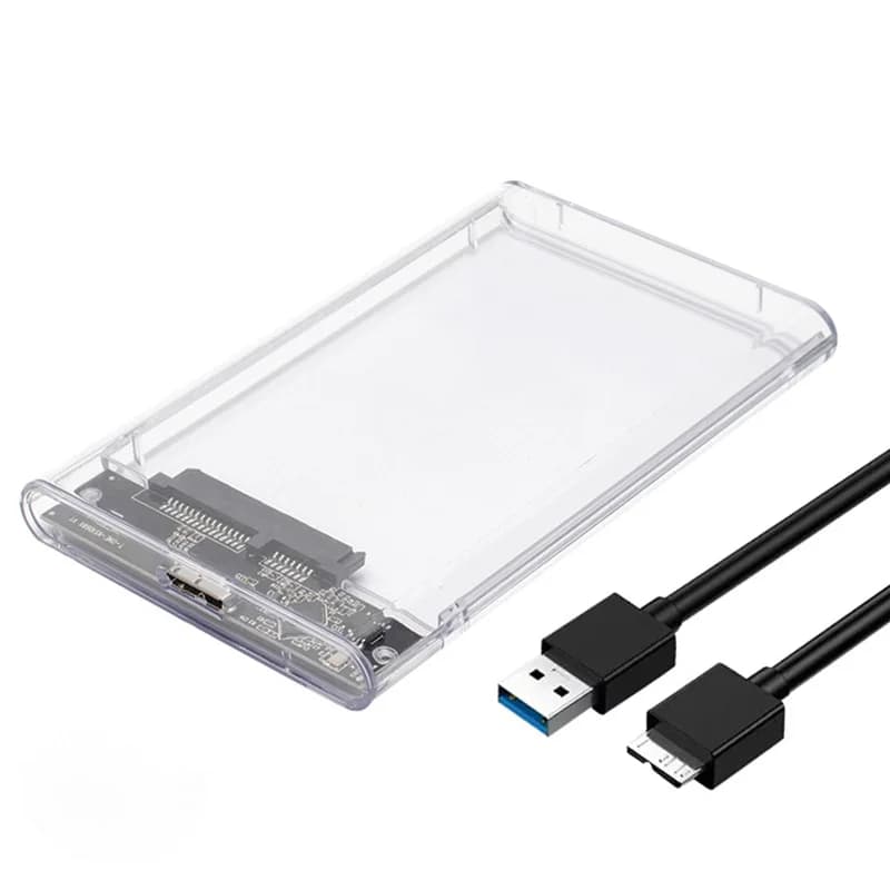 Box esterno trasparente ad alta velocità per HDD/SSD SATA da 2,5 pollici con USB 3.0/Type-C