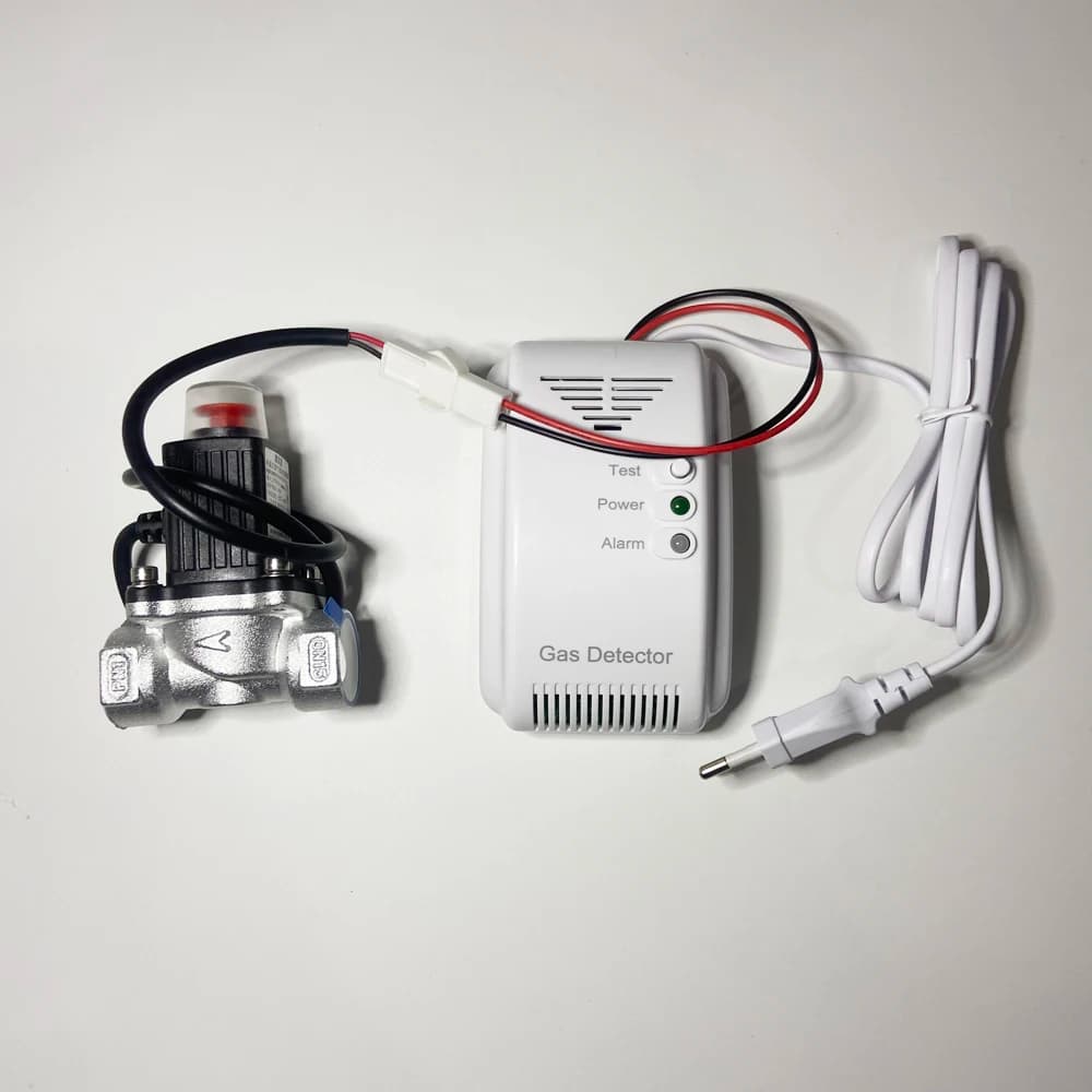 1 Pz 90-240VAC Allarme Gas Combustibile Interruzione DN10/15/20 Elettrovalvola Perdite di Gas Carbone Naturale GPL Rilevatore di Perdite di Gas Da Cucina