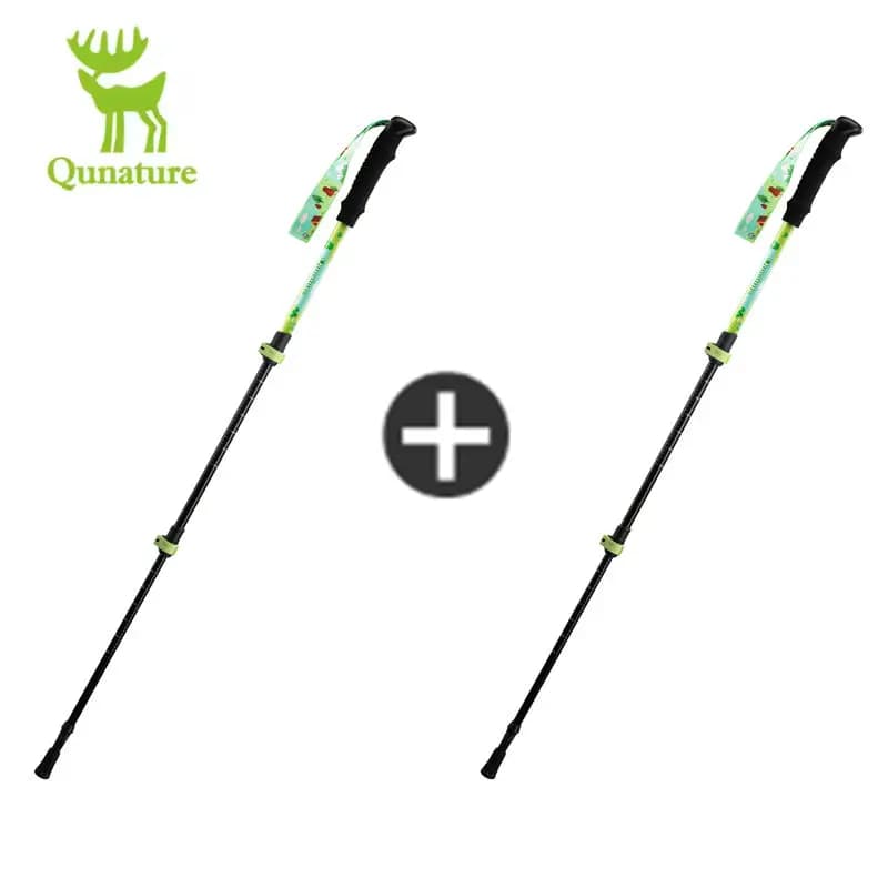 Qunature 3-Section Trekking Poles Kids Teenagers Trekking Poles Aluminum Alloy Effort-saving Telescopic Anti-Slip Hiking Sticks
