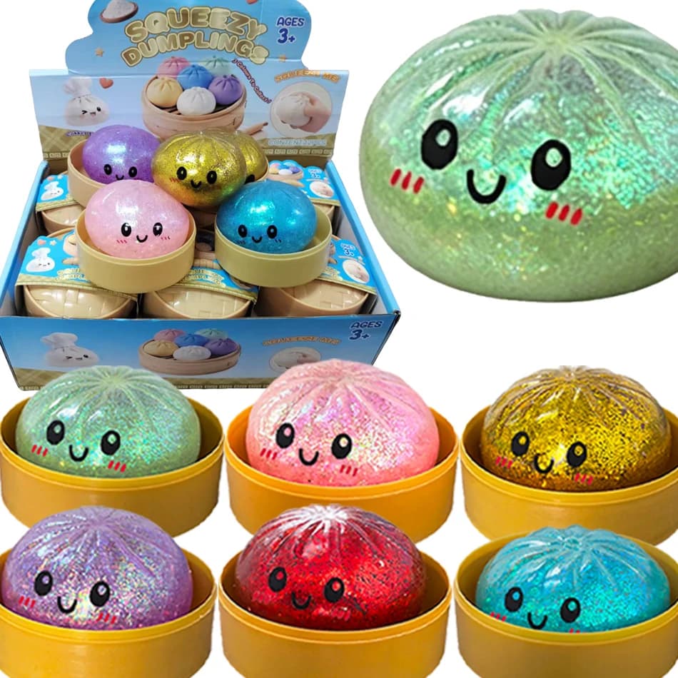 Push Bubble Colorful Dumpling Squishes Stress With Steamer Cute Anxiety Toy Soft Decompression Dough For Adults Prospector